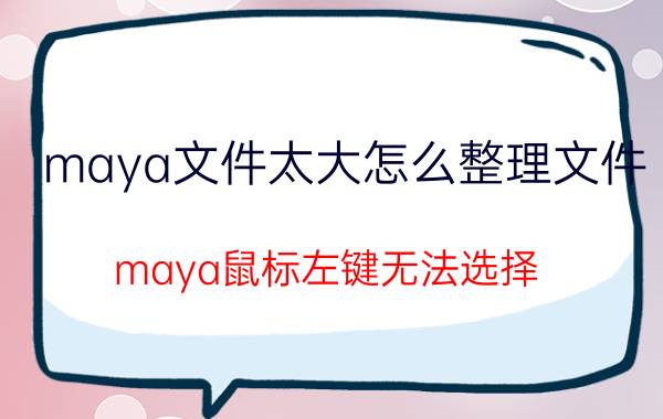 maya文件太大怎么整理文件 maya鼠标左键无法选择？